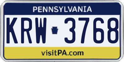 PA license plate KRW3768