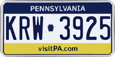 PA license plate KRW3925