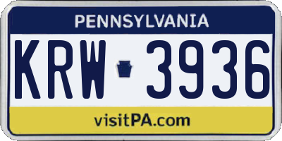 PA license plate KRW3936