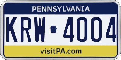 PA license plate KRW4004