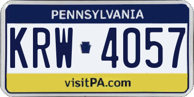 PA license plate KRW4057