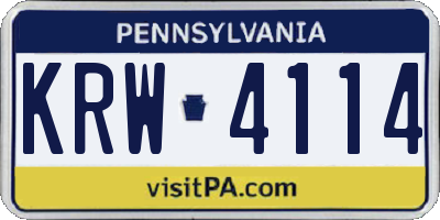 PA license plate KRW4114