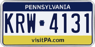 PA license plate KRW4131