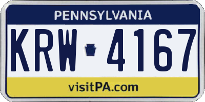 PA license plate KRW4167