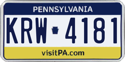 PA license plate KRW4181