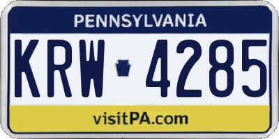 PA license plate KRW4285