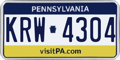 PA license plate KRW4304