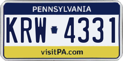 PA license plate KRW4331