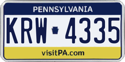 PA license plate KRW4335
