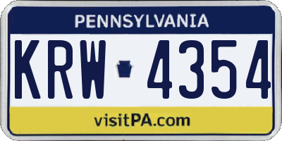 PA license plate KRW4354