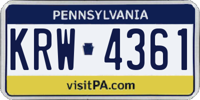 PA license plate KRW4361
