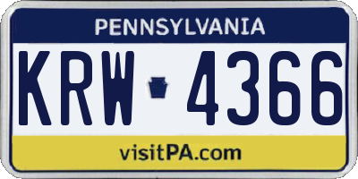 PA license plate KRW4366