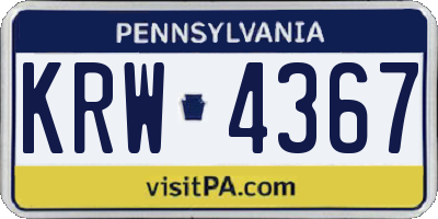 PA license plate KRW4367