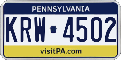 PA license plate KRW4502