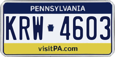 PA license plate KRW4603