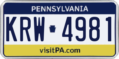 PA license plate KRW4981