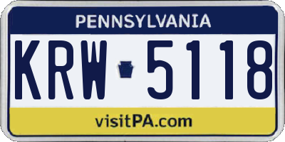 PA license plate KRW5118