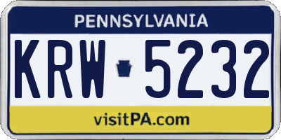 PA license plate KRW5232