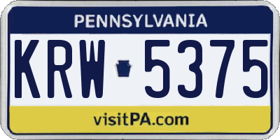 PA license plate KRW5375