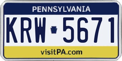 PA license plate KRW5671