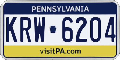 PA license plate KRW6204