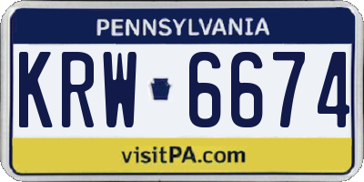 PA license plate KRW6674