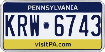 PA license plate KRW6743