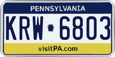 PA license plate KRW6803