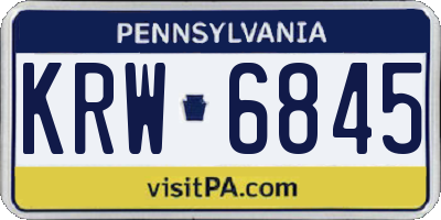 PA license plate KRW6845