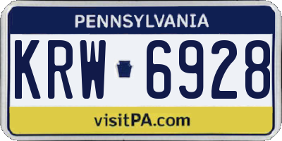 PA license plate KRW6928