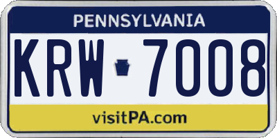 PA license plate KRW7008