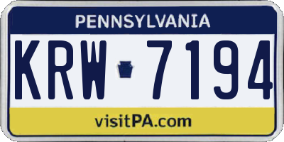 PA license plate KRW7194