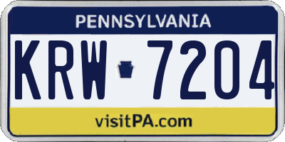 PA license plate KRW7204