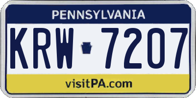 PA license plate KRW7207