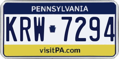 PA license plate KRW7294