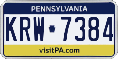 PA license plate KRW7384