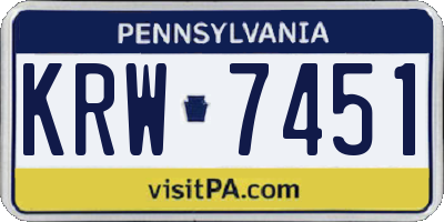 PA license plate KRW7451
