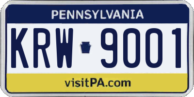 PA license plate KRW9001