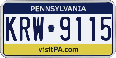 PA license plate KRW9115