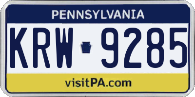 PA license plate KRW9285