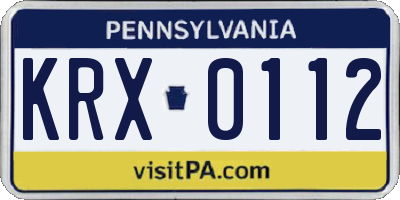 PA license plate KRX0112