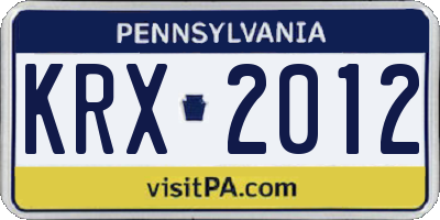 PA license plate KRX2012