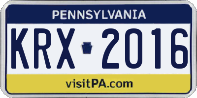 PA license plate KRX2016