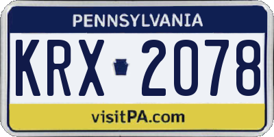 PA license plate KRX2078
