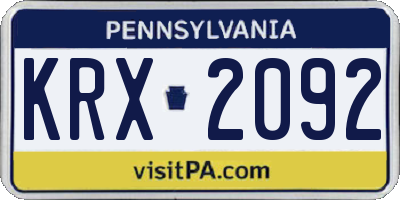 PA license plate KRX2092