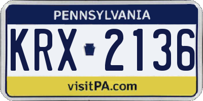 PA license plate KRX2136
