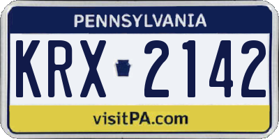 PA license plate KRX2142