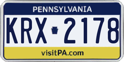 PA license plate KRX2178