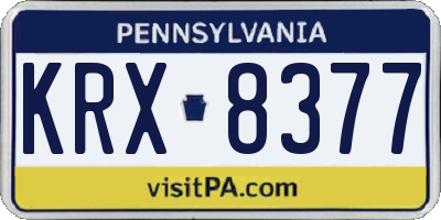 PA license plate KRX8377