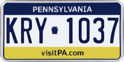 PA license plate KRY1037
